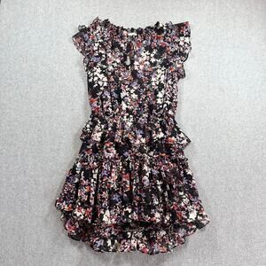 MISA Los Angeles Floral Chiffon Mini Dress Medium